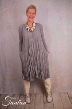 Privatsachen Helmut Crinkle Silk Viscose Blend Dress Gray Long Sleeve Size 2