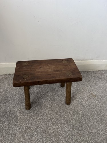 Antique oak milking - , stool.