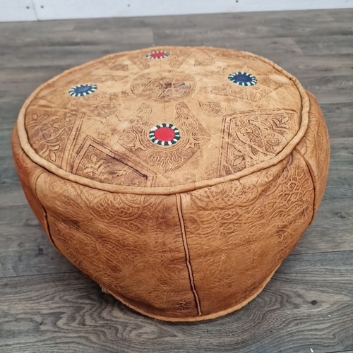 Vintage leather pouffe - vintage,