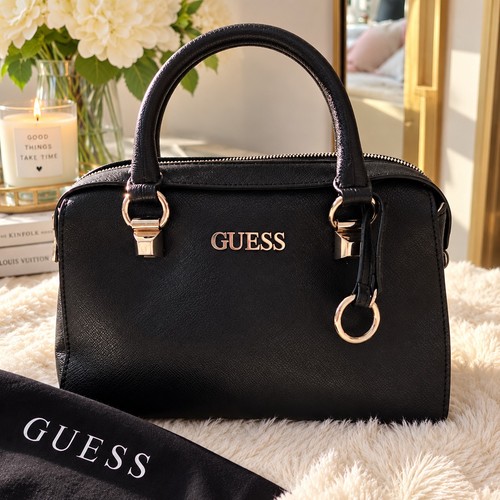 Guess black structured handbag - black,