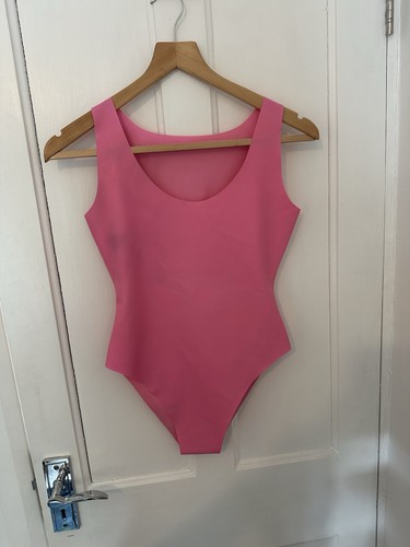 Pink latex bodysuit swimsuit