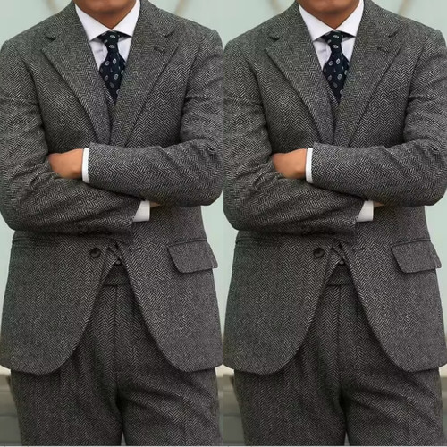 Vintage herringbone men suit - vintage, men's