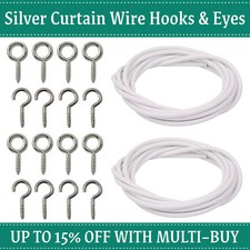 2-25M Durable White Curtain Wire with Screw Hooks & Eyes Set DIY Curtain Panel