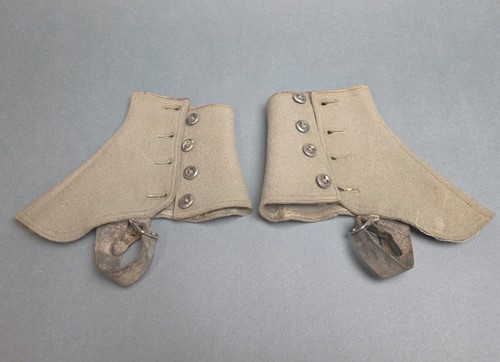 Edwardian spats taupe wool - spats,
