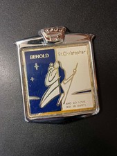 VINTAGE  RENAMEL  BEHOLD ST CHRISTOPHER  ENAMEL  CAR BADGE - FREE POSTAGE