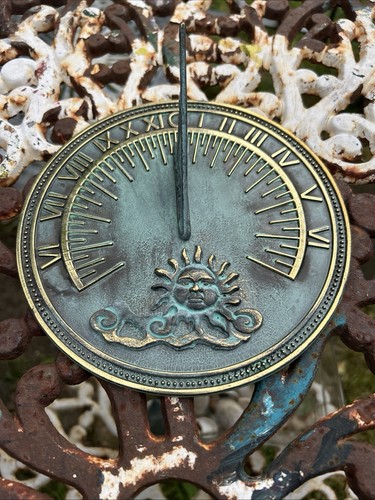 Brass sundial garden ornament - garden,