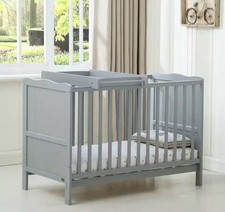 MCC® Wooden Baby Cot Bed "Orlando" Top Changer Water repellent Mattress - Grey 