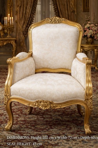 Ornate chair gold ivory - &,