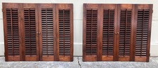 2 Sets 30" Tall x 34 3/4" W Wood Interior Louver Plantation Window Shutters VTG