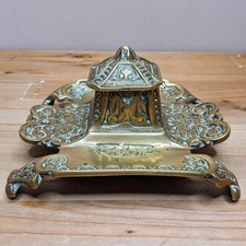 Vintage Brass Inkwell & Pen