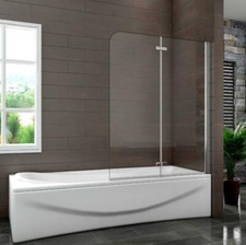 Bath Shower Screen 2 Fold 180?Pivot Door Panel Easy Clean Glass 900/1000/1200mm
