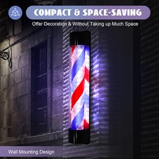 Barbershop LED Barbers Pole 35" Outdoor Barber Pole Rotating Light Salon Sign