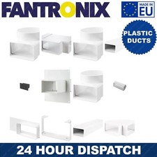 204 x 60, 5" Flat Channel Rectangular Plastic Ducting Extractor Fan Bath Kitchen