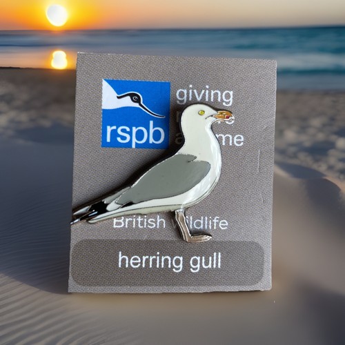 Rspb pin badge herring - pin, gull