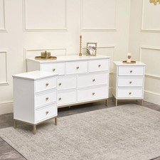 Large Chest of Drawers Pair Bedside Tables Aisby White Range bedroom furniture