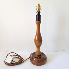 Vintage Turned Oak Table Lamp Base Large Lamp with New Brass Fitting/Flex H45cm