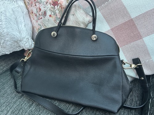 Furla black leather crossbody - black,