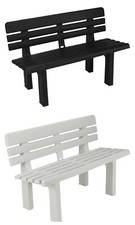 Plastic Garden Bench Black White 2 Seater Bench Patio Furniture Weatherproof New