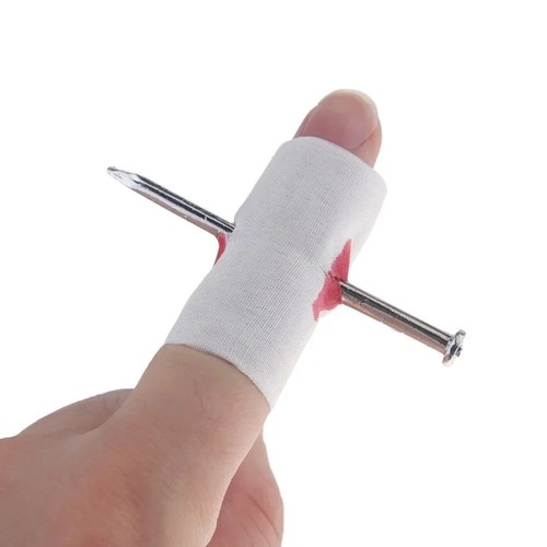 Nail through finger fake blood - nail,