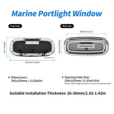 ˇBoat Porthole Window 345x150mm / 13.58x6in Internal Opening UV Proof Stainless