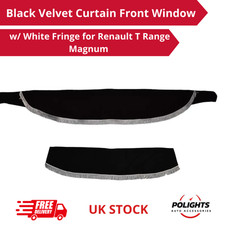 Front Window Black Velvet Curtain with White Fringe Fits Renault T Range Magnum