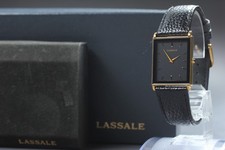 [Exc+5 w/ BOX] SEIKO LASSALE 2F50-6010 Quartz Tank Black Diai Men's JAPAN Watch