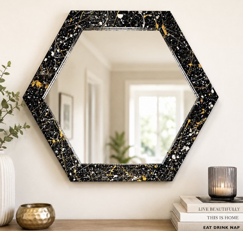 Handmade black gold hexagon - &,