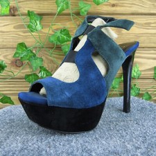 Jessica Simpson Bendie Women Platform Heel Shoes Blue Leather Size 6 Medium