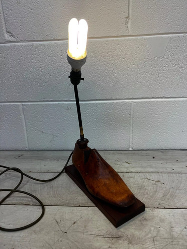 Vintage homemade wooden - homemade, lamp