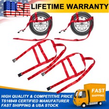 2 Tow Dolly Strap Adjustable Car Wheel Net Basket Strap Set Flat Hook Heavy Duty