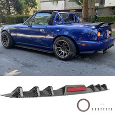 For Mazda Miata MX-5 Carbon Rear Bumper Diffuser Splitter Lip w/LED Brake Light