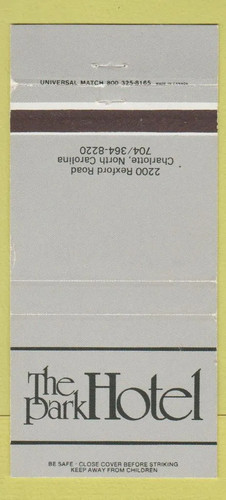 Matchbook cover park hotel - matchbook,