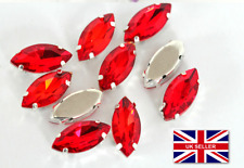20x red mounted Sew On Cut Glass Crystals Rhinestones Diamante 8x13mm  UK Stock