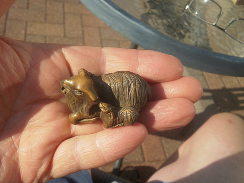 Hand carved wood netsuke - wood,