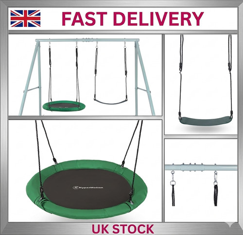 Double garden swing set with - double,