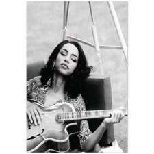 Jazz Guitar Woman Black White