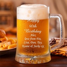 Personalised Engraved Beer Pint Glass Tankard 18th 30th 40th 50th 60th Birthday