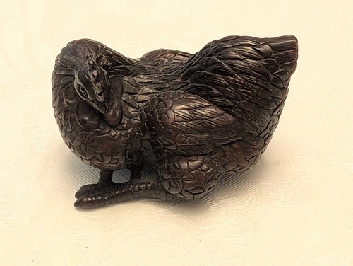 Chicken rooster netsuke - chicken, hand