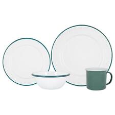 16 Piece White Enamel Dinner