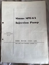 Simms SPE-6A Injection pump  vintage ephemera
