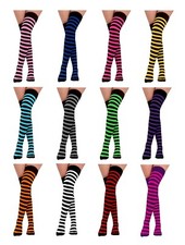 Girls Over The Knee Stripy Stripey Striped Socks Cotton Rich UK Size 4-5.5
