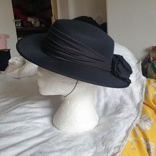 Vtg  80s Boater Hat Kangol Black Ribbon Bows