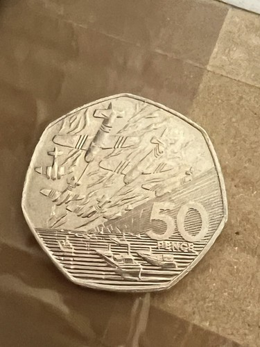 Rare old large 50p coin - old,