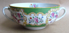 MINTONS GREEN COCKATRICE TWO HANDLED SOUP COUPES MINTON (11982)