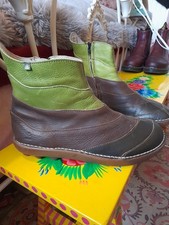 EL NATURALISTA LEATHER ANKLE BOOTS. BOHO. GREEN/BROWN.7/41. HIPPY/CAMPER STYLE!