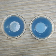 Phoenix Pastel Blue Spray Ware Hexagonal Glass Dishes /Bowls X2 vintage 15cm