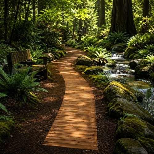 Wooden garden path anti slip - wooden,