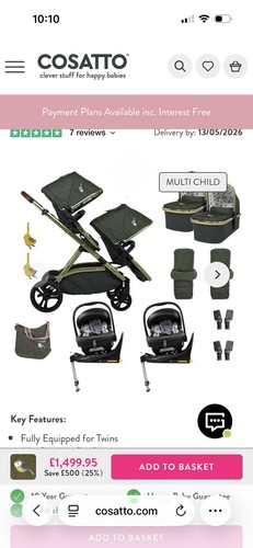 Cosatto wow pram double - xl,