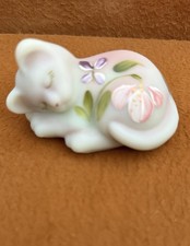 Fenton Limited Edition Handpainted Lotus Mist Burmese Sleeping Kitten 2004
