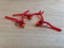 3 x Red Squirmy Worms Fly
